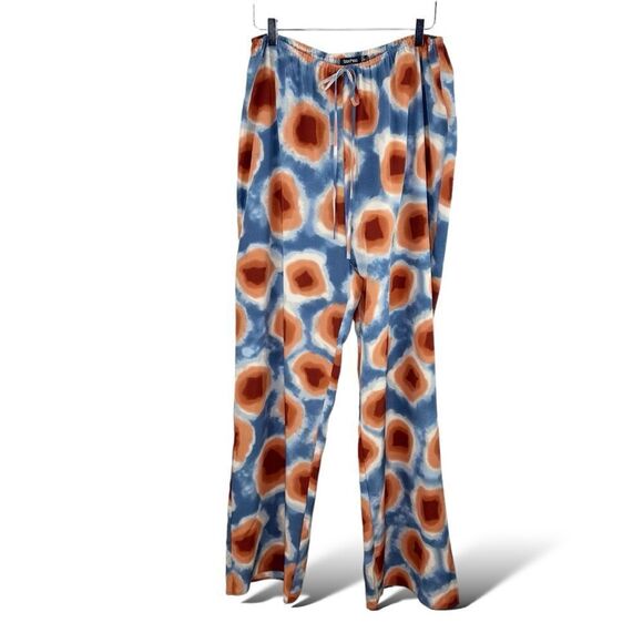 BOO HOO BLUE ORANGE PLUS TIE DYE WIDE LEG PANTS ELASTIC WAIST Sz 12 - Picture 3 of 11